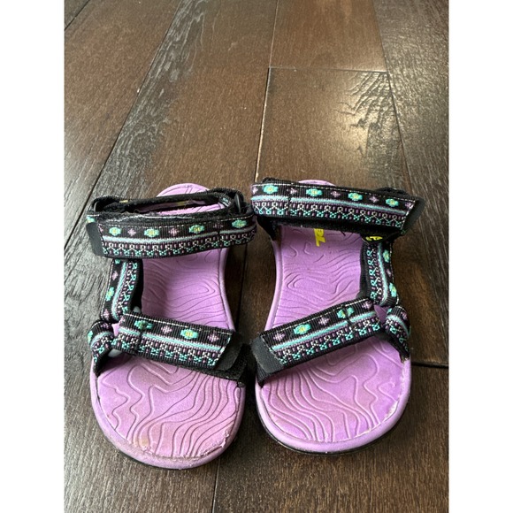 Teva Hurricane Kids Sandals Purple Black Tribal Print Outdoor Sport Size 9 - Picture 2 of 5